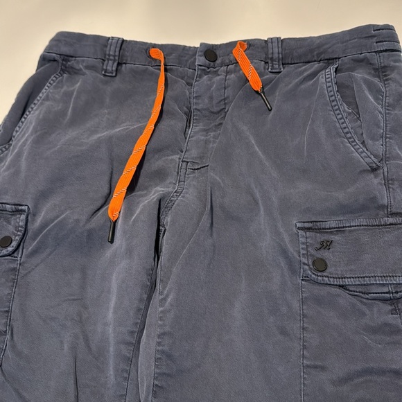 Mason’s cropped cargo pants in blue with orange lace belt - Picture 2 of 13
